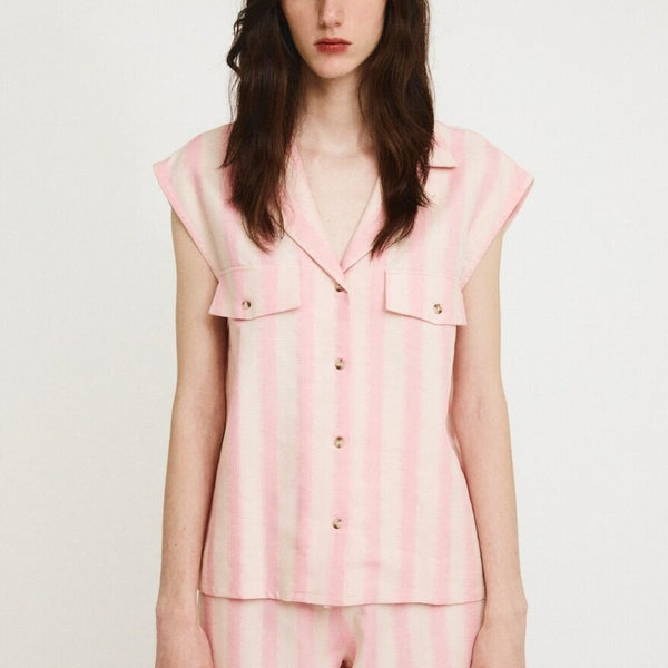 Pink Striped Button Down Shirt by Rita Row