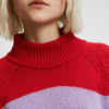 Mock Neck Waiter Sweater in Red and Lilac
