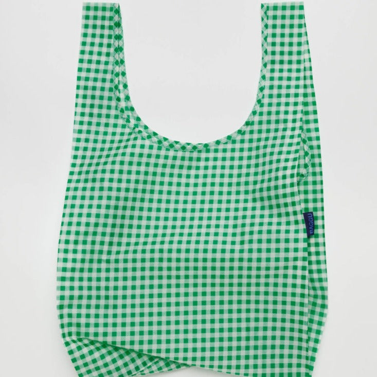 Green Gingham Baggu Reusable Standard Tote Bag