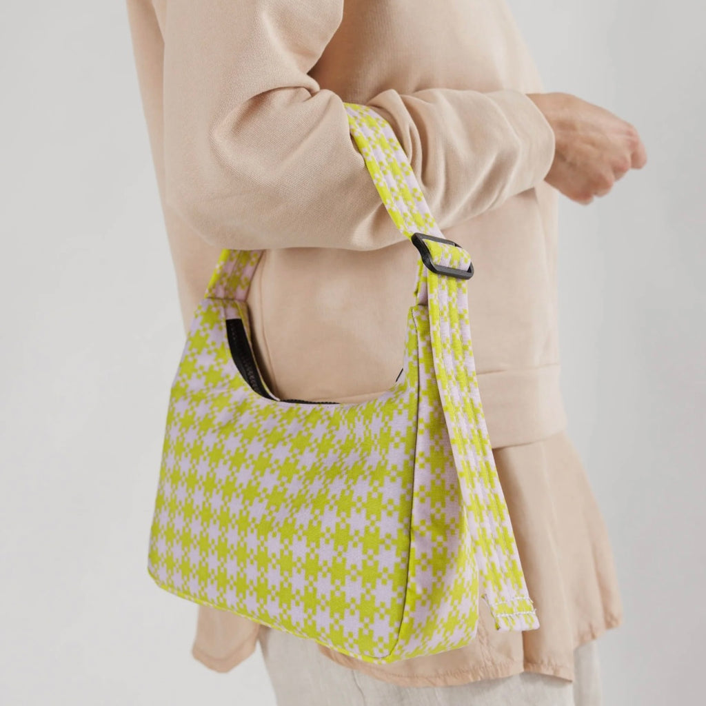 Baggu Nylon Shoulder Bag with Pixel Gingham