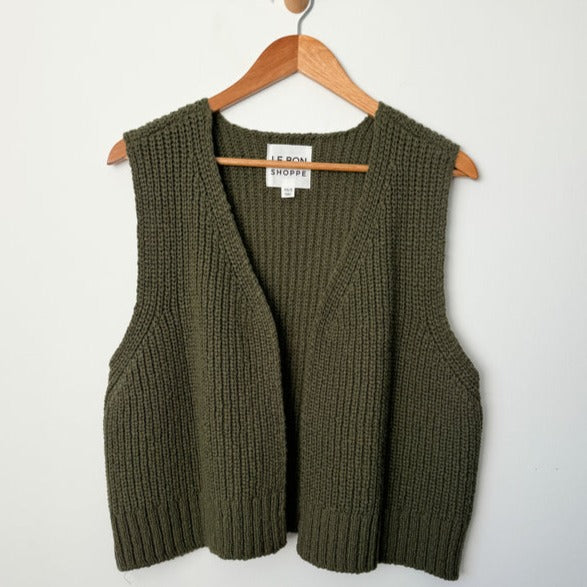 Olive Green Knit Sweater Vest