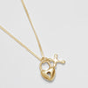 Wolf Circus Mini Heartlock + Cross Charm Necklace in Gold