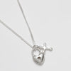 Silver Heart + Cross Charm Necklace