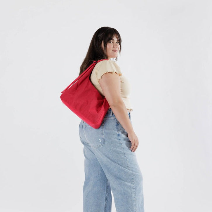 Bright Red Baggu Nylon Large Shoulder Bag