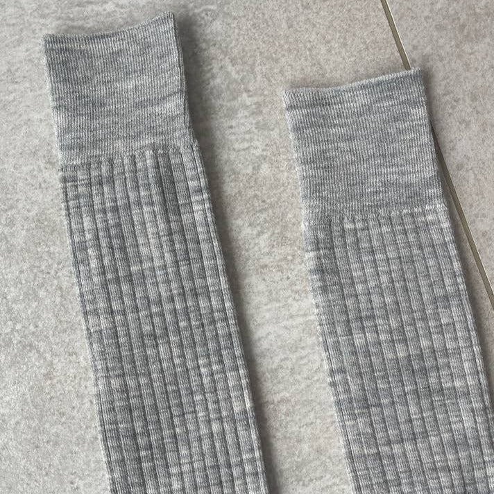 Soft Tall Knee High Socks in Grey Melange by Le Bon Shoppe