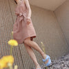 Light Blush Pink Linen Aya Dress by Eve Gravel