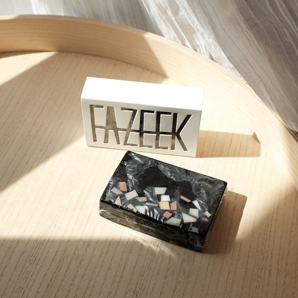 Black Terrazzo Bar Soap in Rosemary and Mint at Golden Rule Gallery 