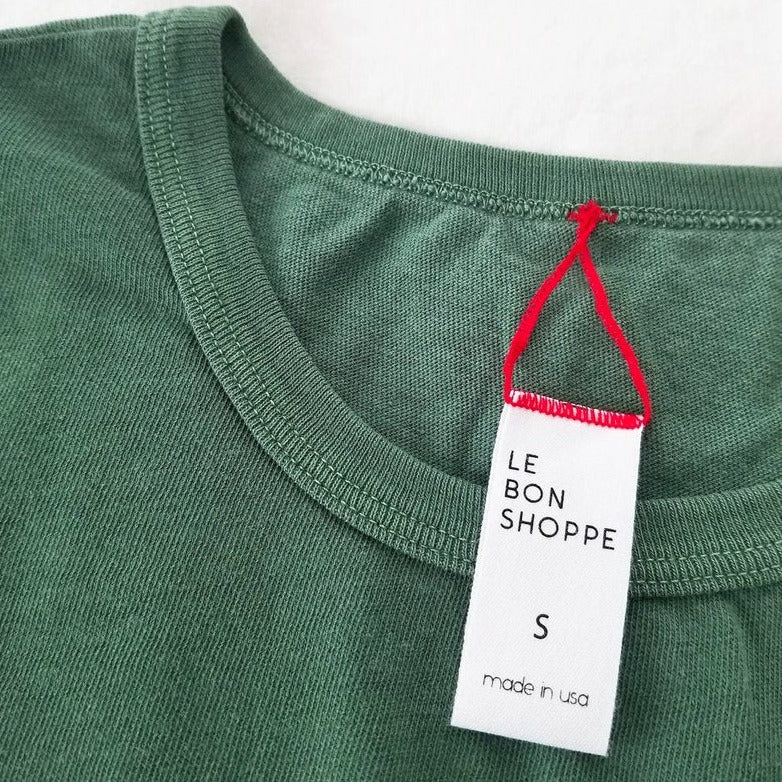 Round Neck Drop Shoulder Tee Shirt | Moss Green Tee Shirt | Moss Her Tee | Everyday Soft Green Shirt | Golden Rule Gallery | Le Bon Shoppe | Apparel | Tops | Excelsior, MN | Los Angeles Made Apparel