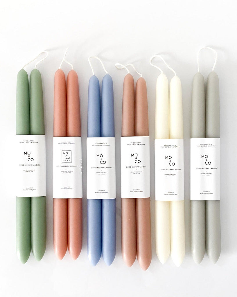 Dipped Beeswax Taper Candles in Pastel Colors