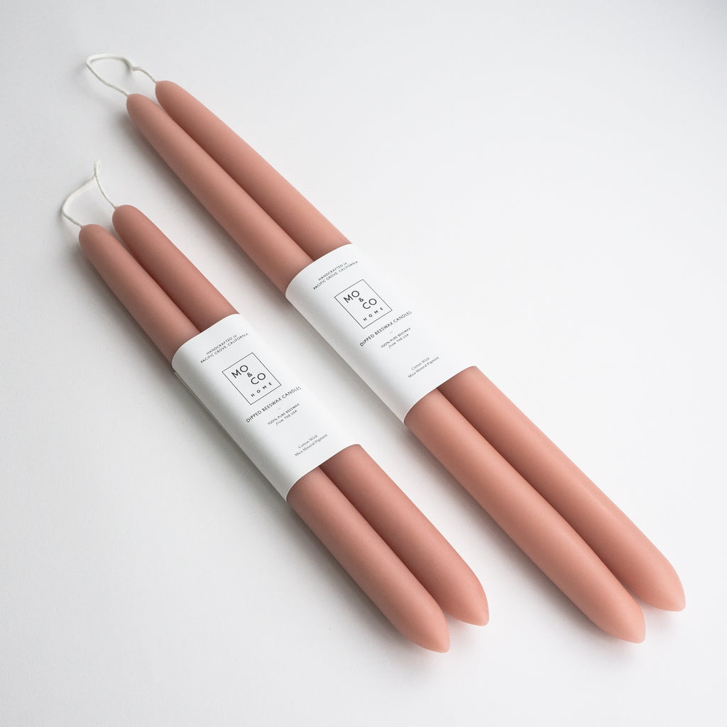 Terra Cotta Pair of Taper Candles at Golden Rule Gallery 