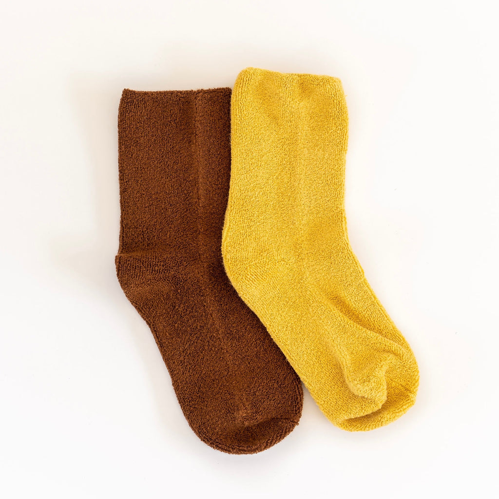 Yellow and Brown Cloud Socks by Le Bon Shoppe