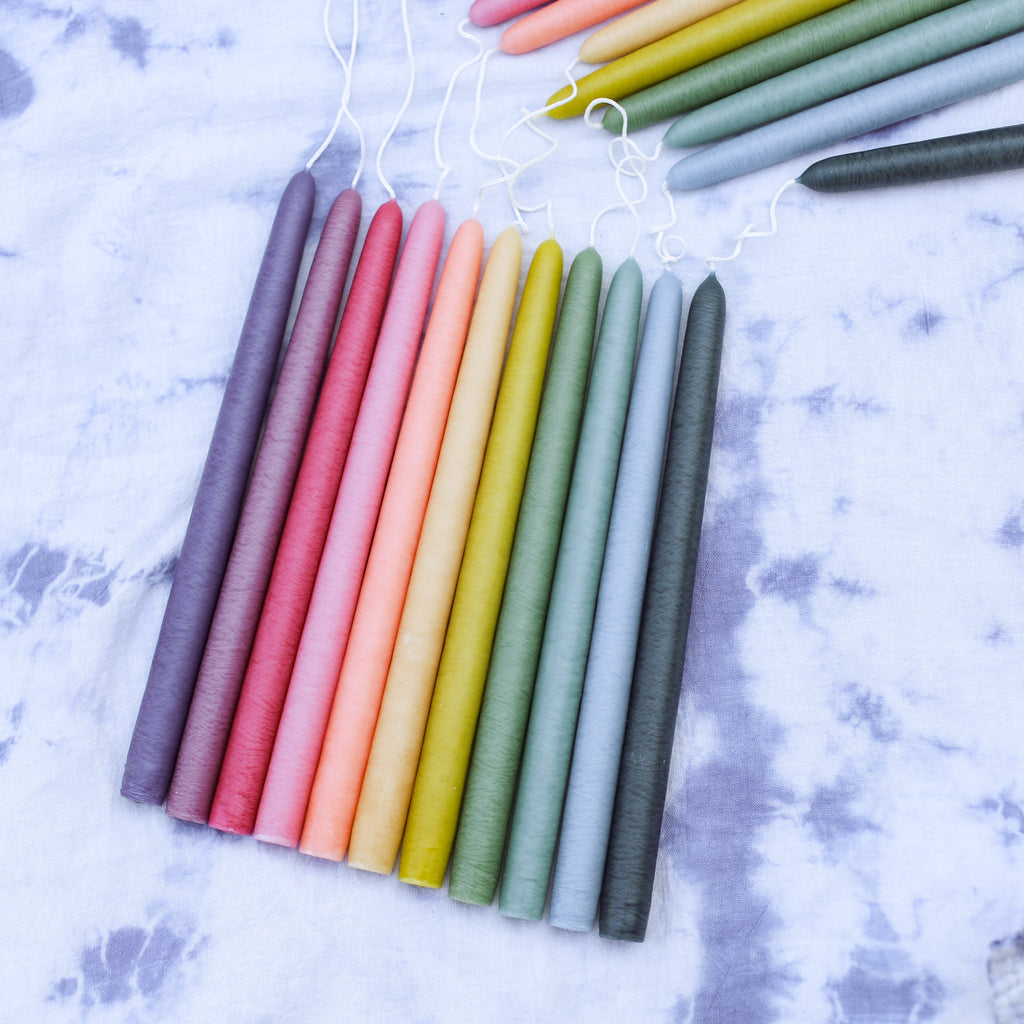 Assorted Rainbow Taper Candles | Mole Hollow Taper Candles | Golden Rule Gallery | Excelsior, MN
