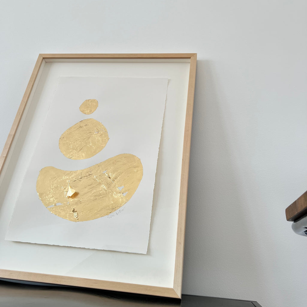 Close Up of Original Framed Gold Foil Art