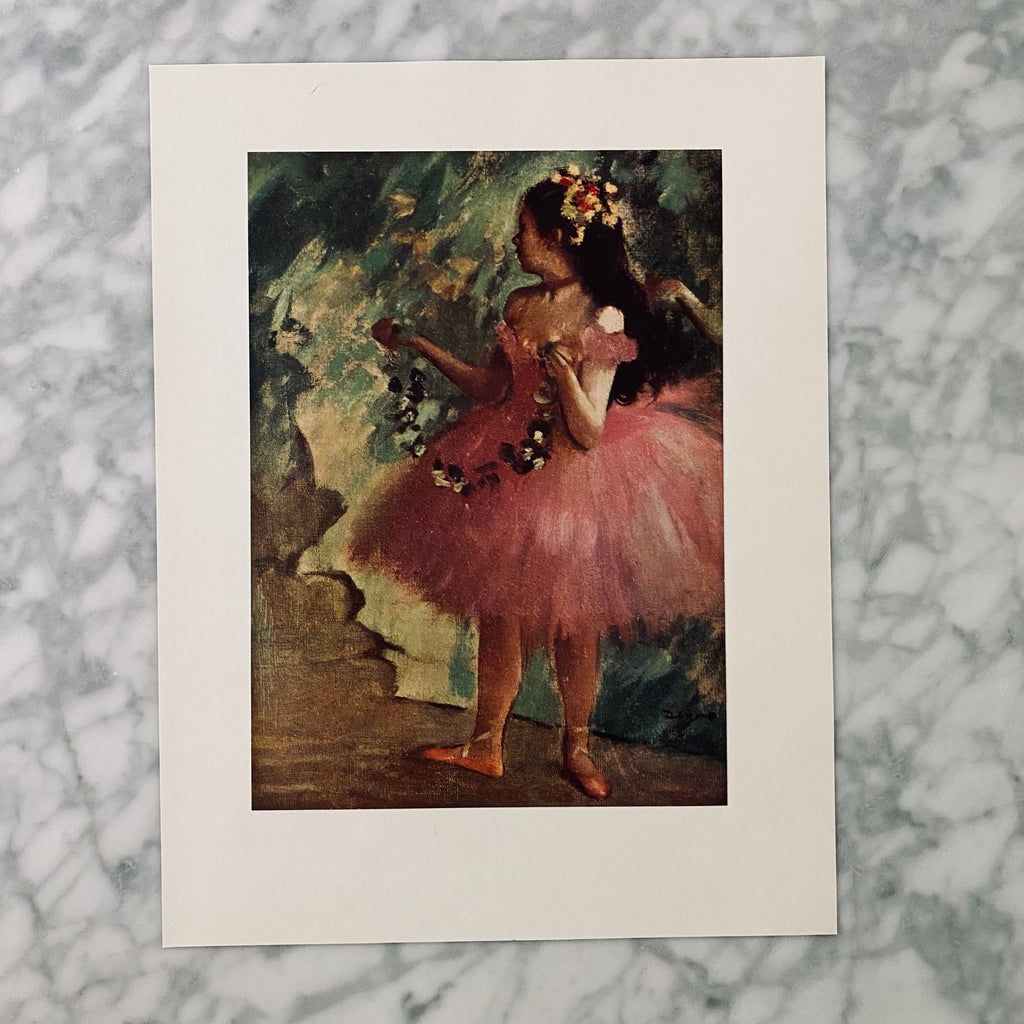 Rare Degas Feminine Portraits | Vintage Degas Female Portraits | Rare Vintage 1957 Degas Feminine Portraits | Vintage Art Collectibles | Vintage Art Prints | Golden Rule Gallery | Excelsior, MN | Dancer in a Rose Dress Vintage Degas Print