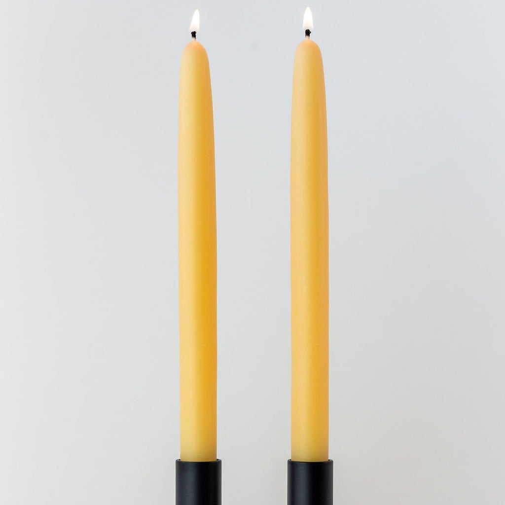 Yellow Gold Dipped Beeswax Taper Candles