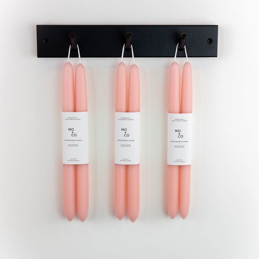 Light Pink Taper Candles Made of Beeswax 