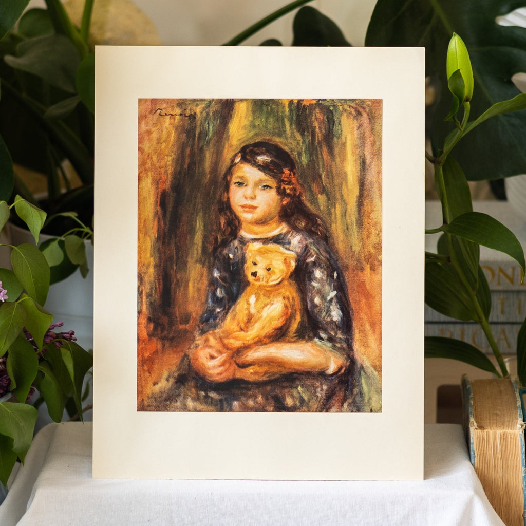 Child with a Teddy Bear Portrait Art Print by Renoir