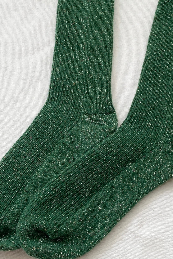 Green Winter Sparkle Socks by Le Bon Shoppe