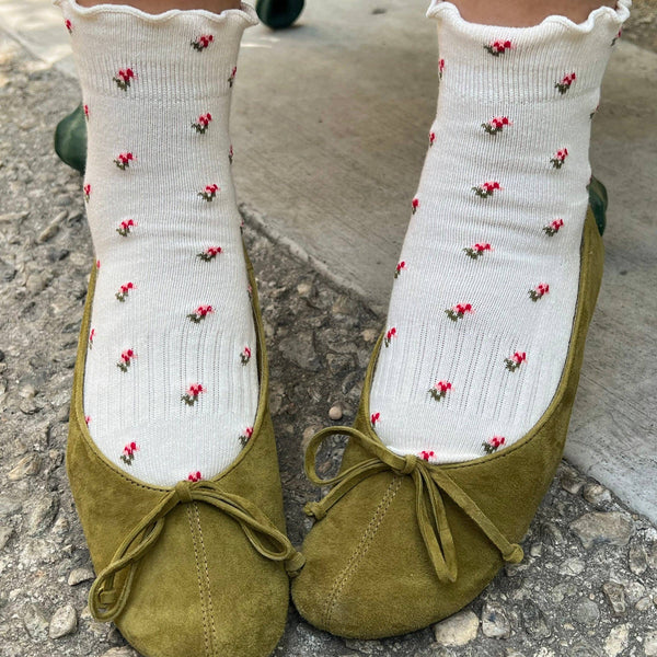 Petal Ruffled Hugger Crew Socks By Le Bon Shoppe