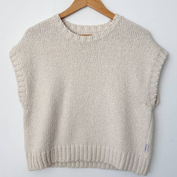 Knit Boxy Cream Sweater Top