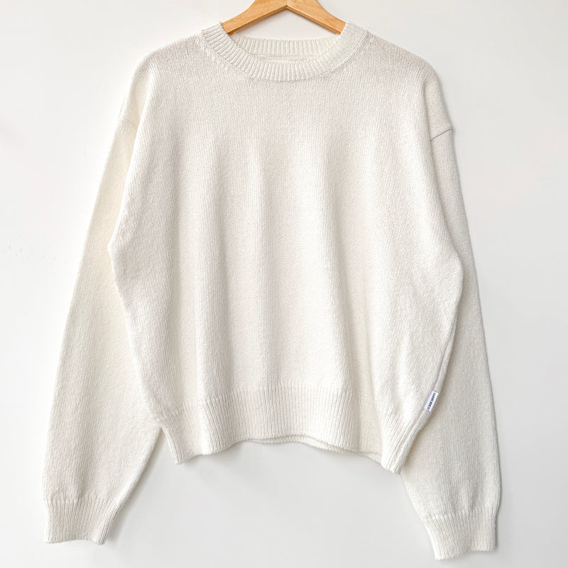 100% Cotton White Crewneck Sweater