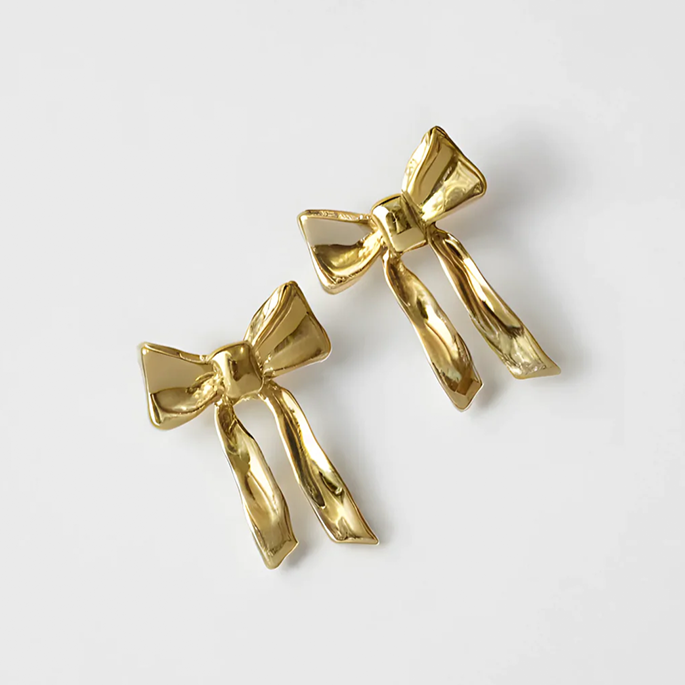 Wolf Circus Ruby Bow Studs in Gold 