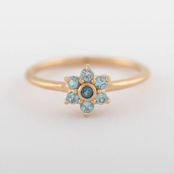 Gold Ring with Blue Stones