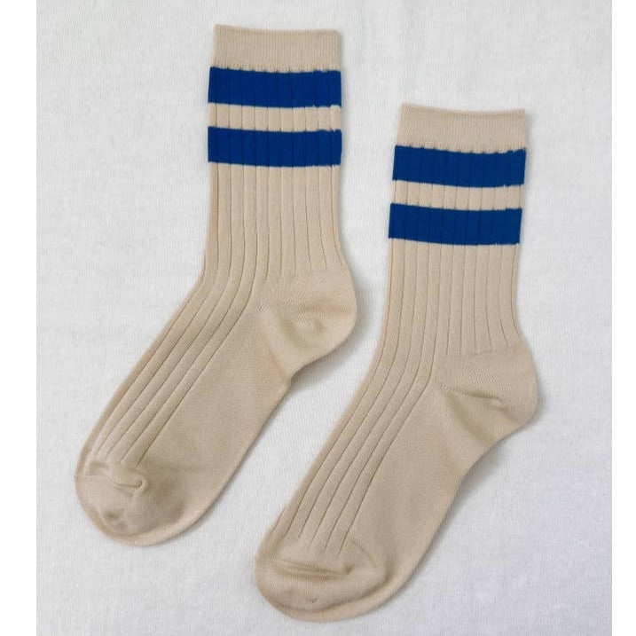 Azure Blue Her Socks in Varsity Stripe