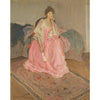 Woman in Pink Dress Portrait Print