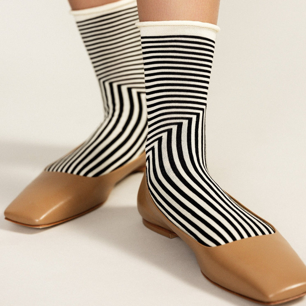 Black Corbusier Crew Sock on Model