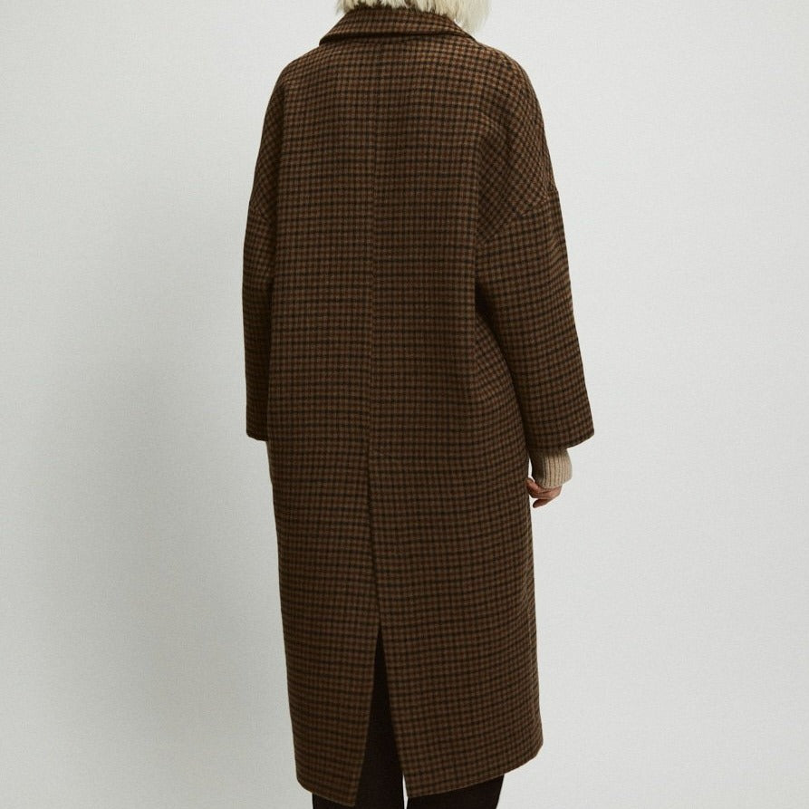 Ethically Made Cozy Checkered Long Coat