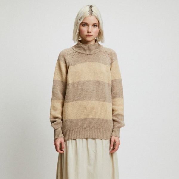 Waite Sweater in Linen and Beige Stripe