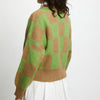 Green and Brown Checkered Cardigan Sweater