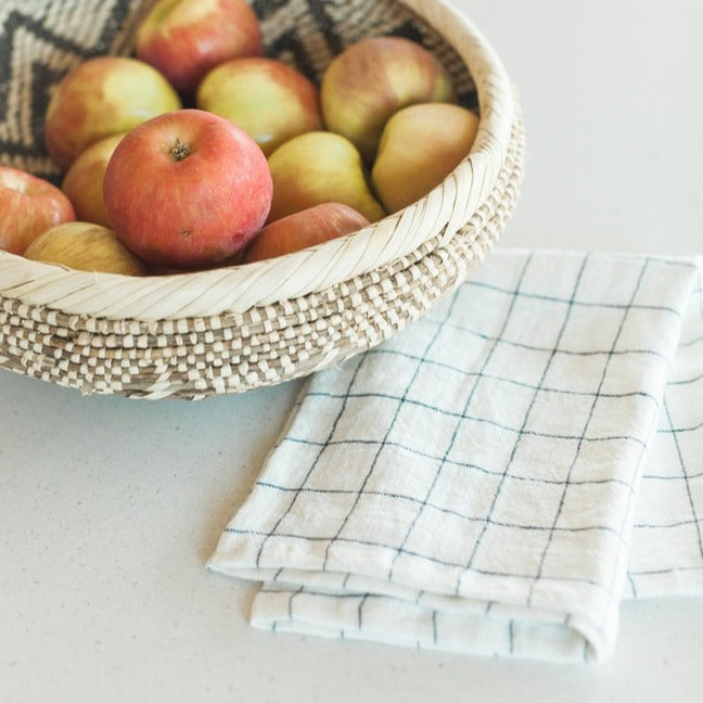 Linen Grid Kitchen Tea Towel