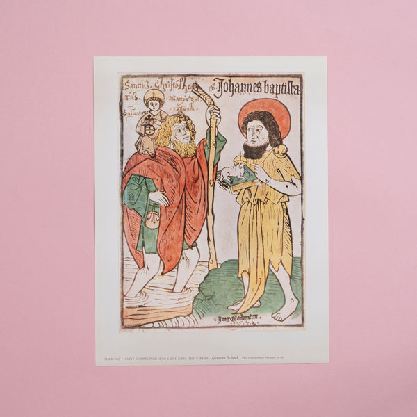 Vintage 1958 "Saint Christopher and Saint John The Baptist" Print