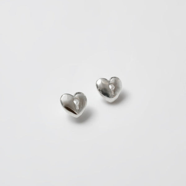 Sterling Silver Heart Lock Stud Earrings