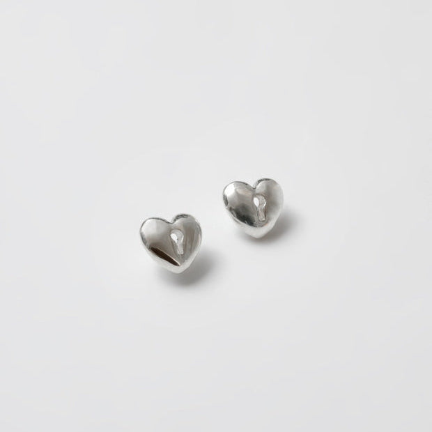 Sterling Silver Heart Lock Stud Earrings