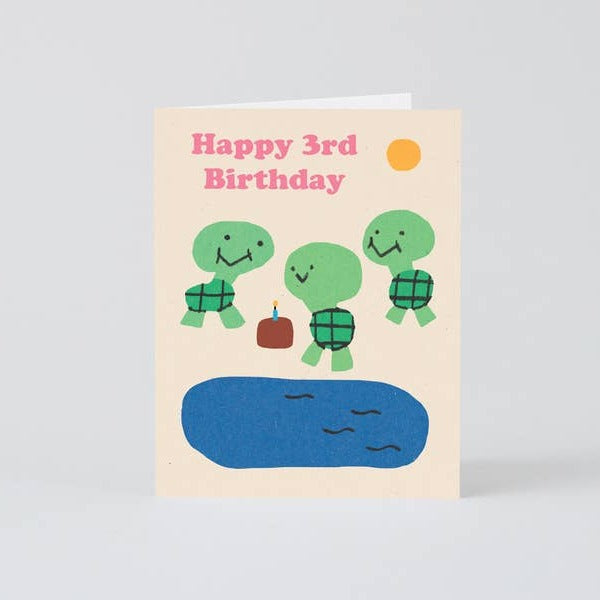 Third Birthday Turtles Greeting Card