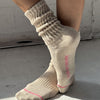 Thick Ribbed Cream Ballet Socks