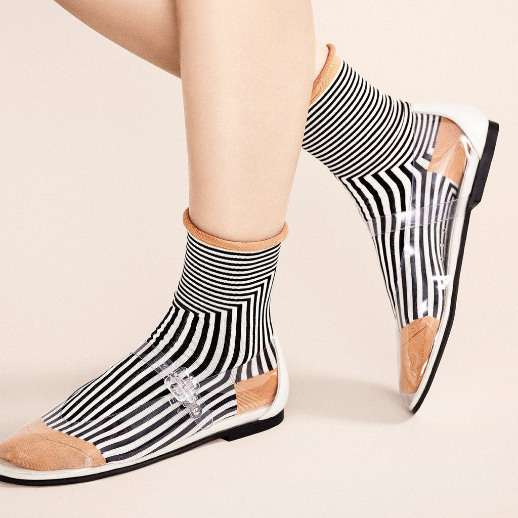 Cute contrast striped Corbusier ankle socks by Hansel from Basel at Golden Rule Gallery outside Minneapolis