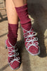Holiday Red Sparkly Winter Socks with Silver Shoes