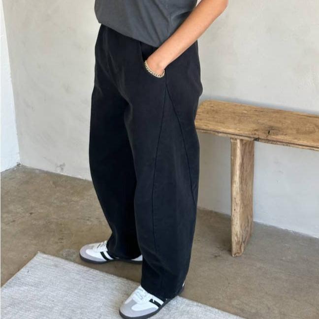 Long Black Canvas Arc Pants 