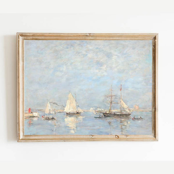 Antique Replica On The Water Seascape Art Print