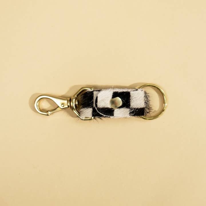 Checkered Fur Fuzzy Keychain