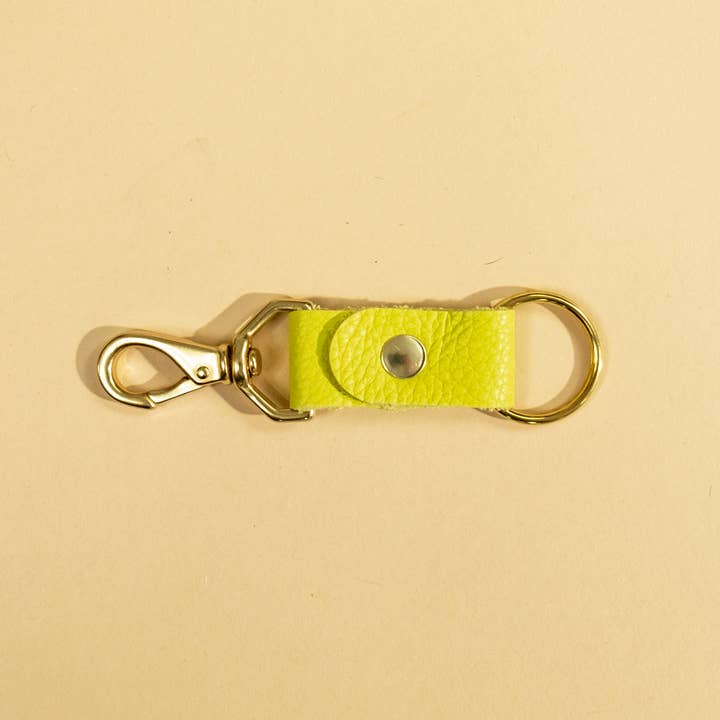 Bright Yellow Leather Keychain