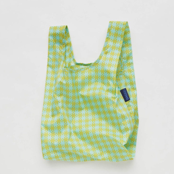 Mint Pixel Gingham Baby Baggu Reusable Bag