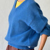 James V-Neck Mohair Sweater in Blue at Golden Rule Gallery in Excelsior, Minnesota