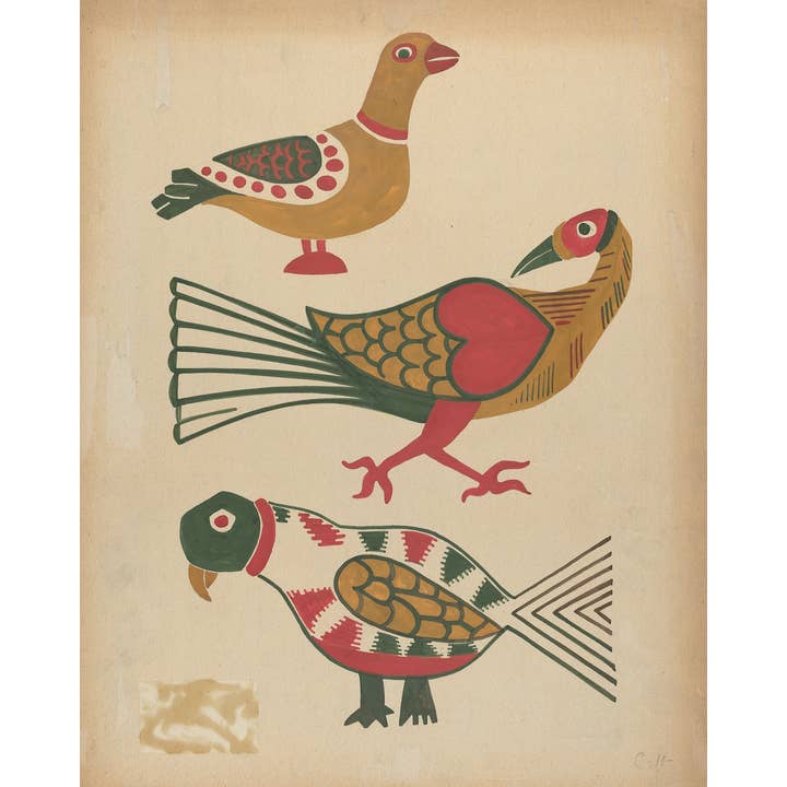 Folk Art Birds Antique Replica