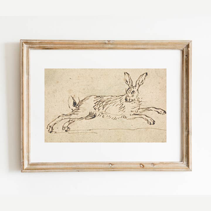 A Hare Running Modern Reproduction Art