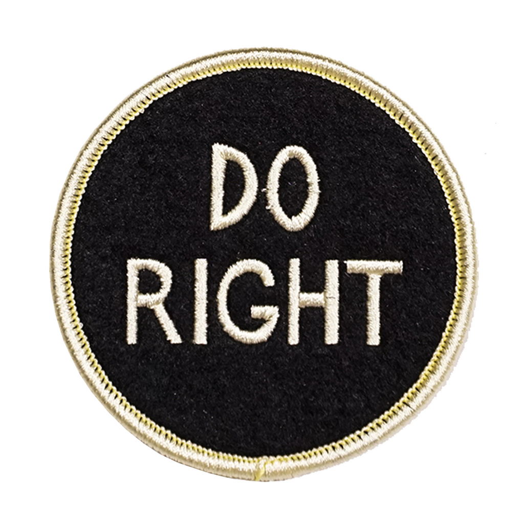 Round patch with 'DO RIGHT' text on a black background
